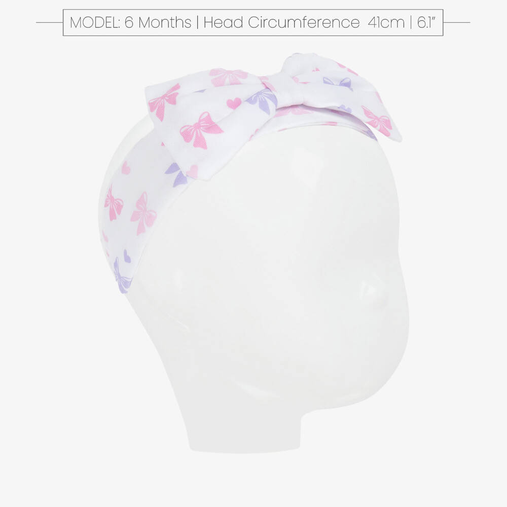 Kissy Kissy-Girls White Pima Cotton Bow Headband | Childrensalon Outlet