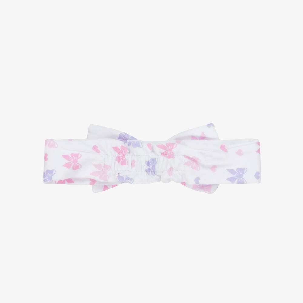 Kissy Kissy-Girls White Pima Cotton Bow Headband | Childrensalon Outlet