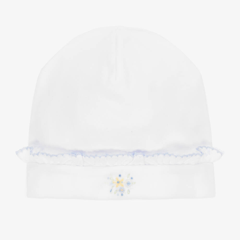 Kissy Kissy - Girls White Pima Cotton Floral Fantasy Hat | Childrensalon