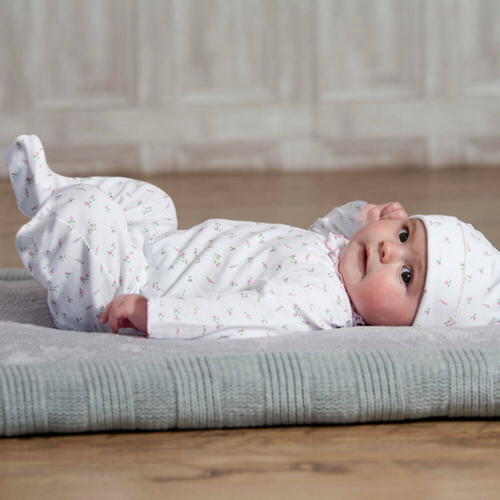 Kissy Kissy-Girls White Pima Cotton Floral Print Babygrow | Childrensalon Outlet