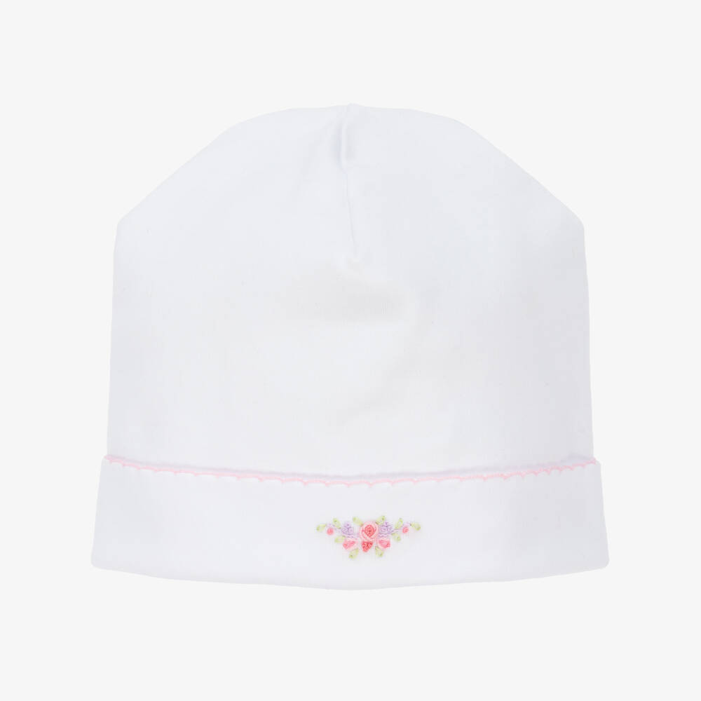 Kissy Kissy - Girls White Pima Cotton Hearts Abloom Hat | Childrensalon