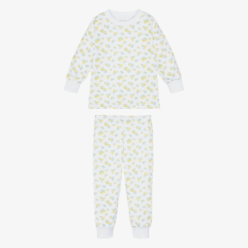 Kissy Kissy-Girls White Pima Cotton Lemon Blossoms Pyjamas | Childrensalon Outlet