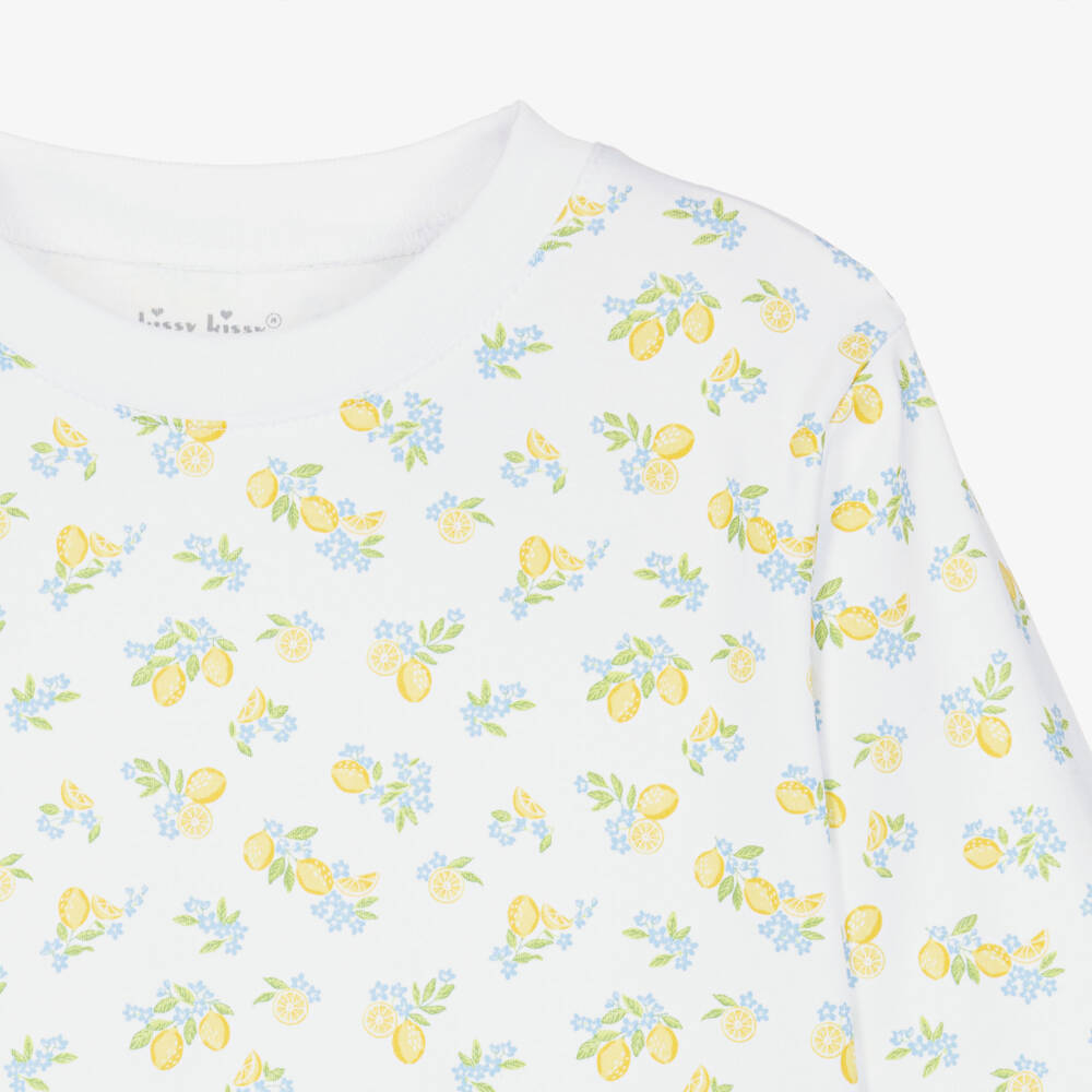 Kissy Kissy-Girls White Pima Cotton Lemon Blossoms Pyjamas | Childrensalon Outlet