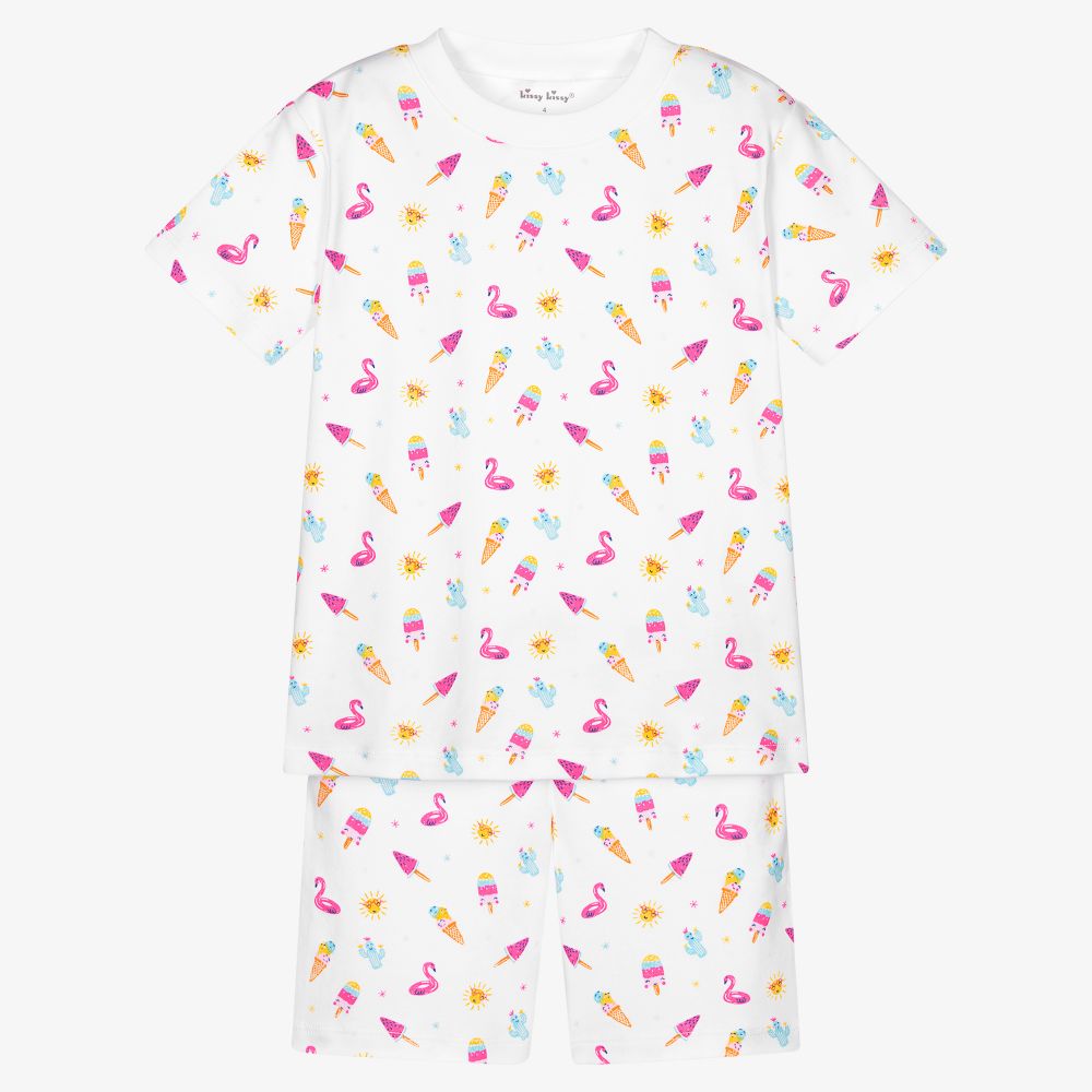 Kissy Kissy - Pyjama blanc en coton Pima Fille | Childrensalon