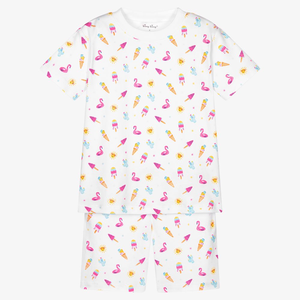 Kissy Kissy-Girls White Pima Cotton Pyjama | Childrensalon Outlet