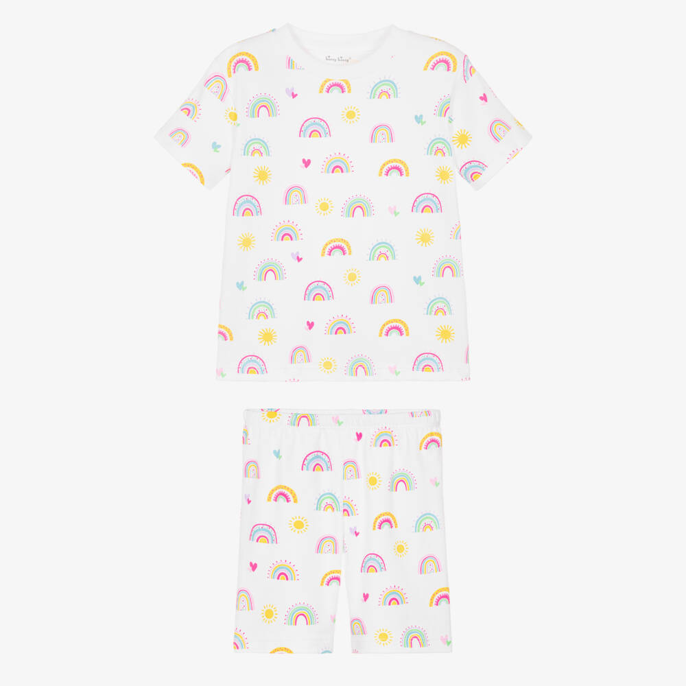 Kissy Kissy-Girls White Pima Cotton Rainbow Pyjamas | Childrensalon Outlet