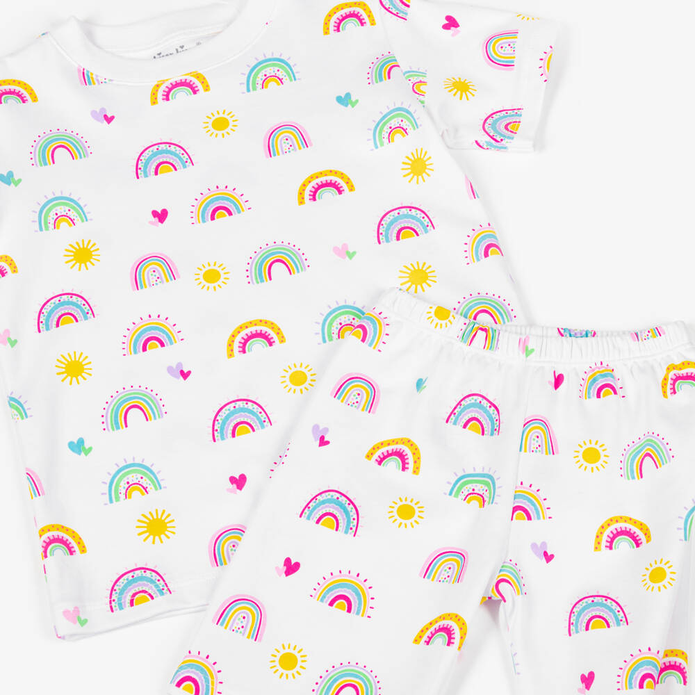 Kissy Kissy-Girls White Pima Cotton Rainbow Pyjamas | Childrensalon Outlet