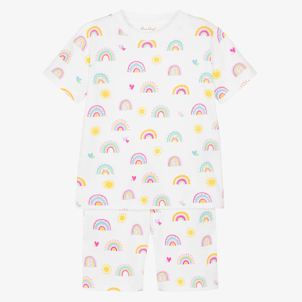 Kissy Kissy-Girls White Pima Cotton Rainbow Pyjamas | Childrensalon Outlet