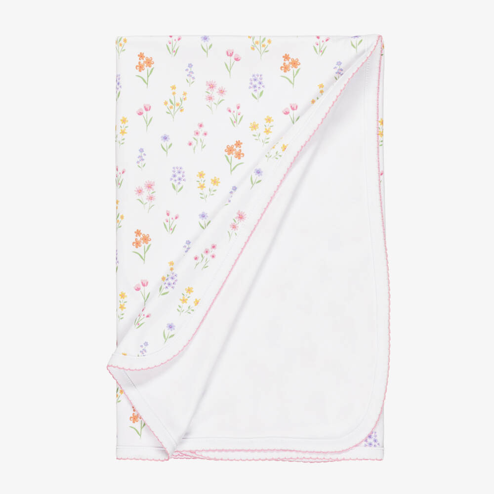 Kissy Kissy-Girls White Pima Cotton Summer Wildflowers Blanket | Childrensalon Outlet
