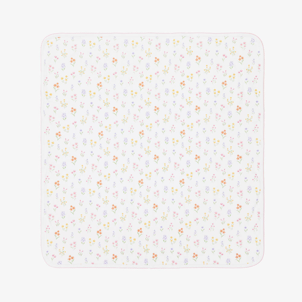 Kissy Kissy-Girls White Pima Cotton Summer Wildflowers Blanket | Childrensalon Outlet