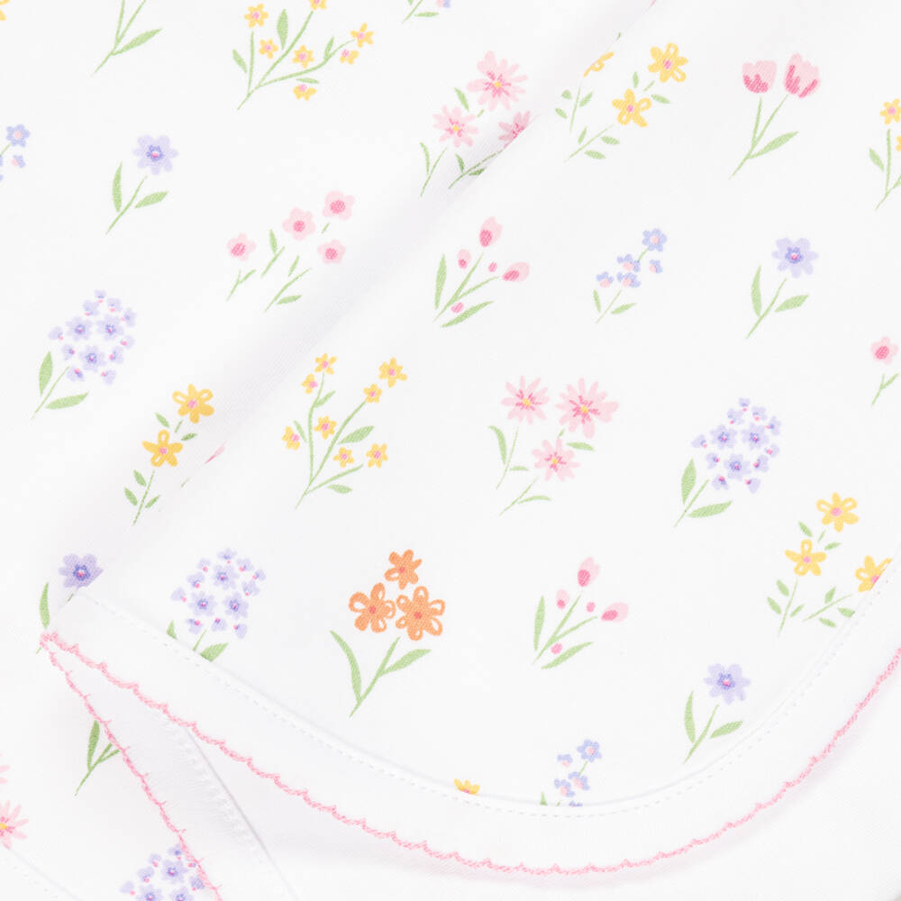 Kissy Kissy-Girls White Pima Cotton Summer Wildflowers Blanket | Childrensalon Outlet