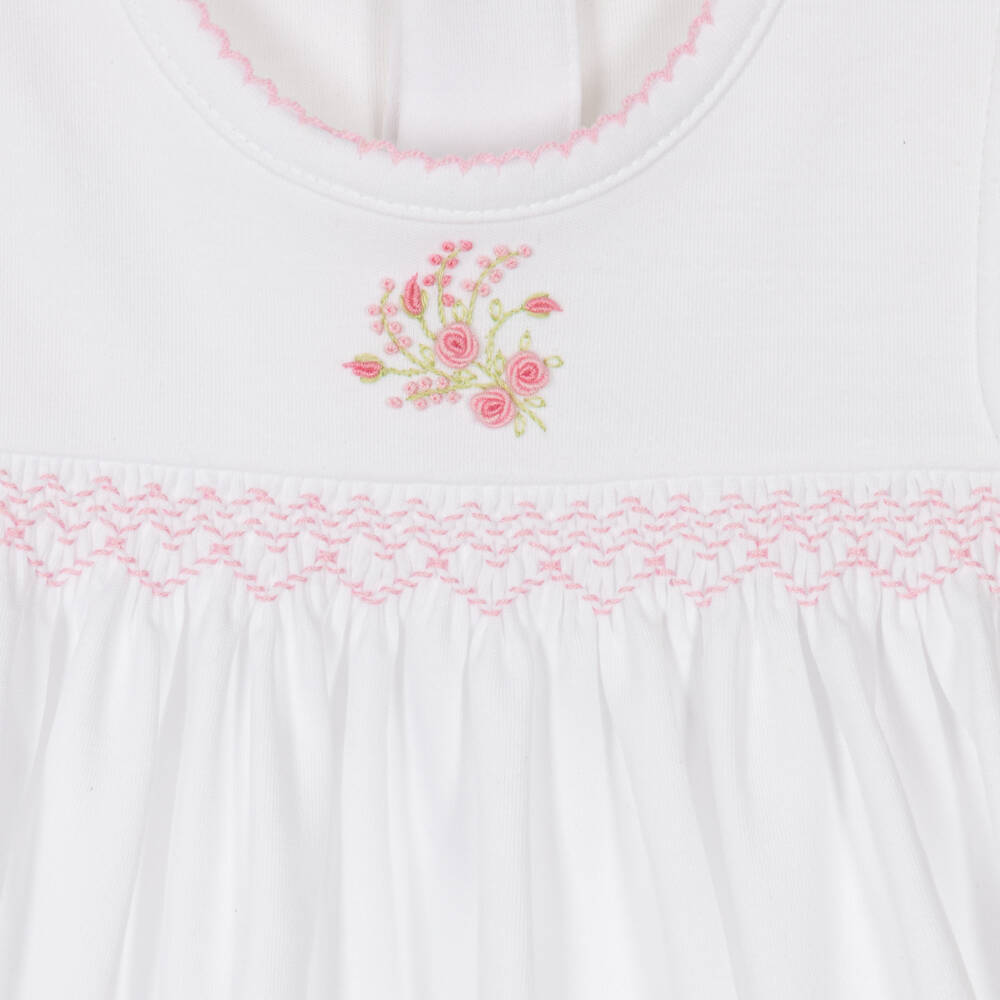 Kissy Kissy-Girls White Pima Cotton Victorian Roses Dress | Childrensalon Outlet