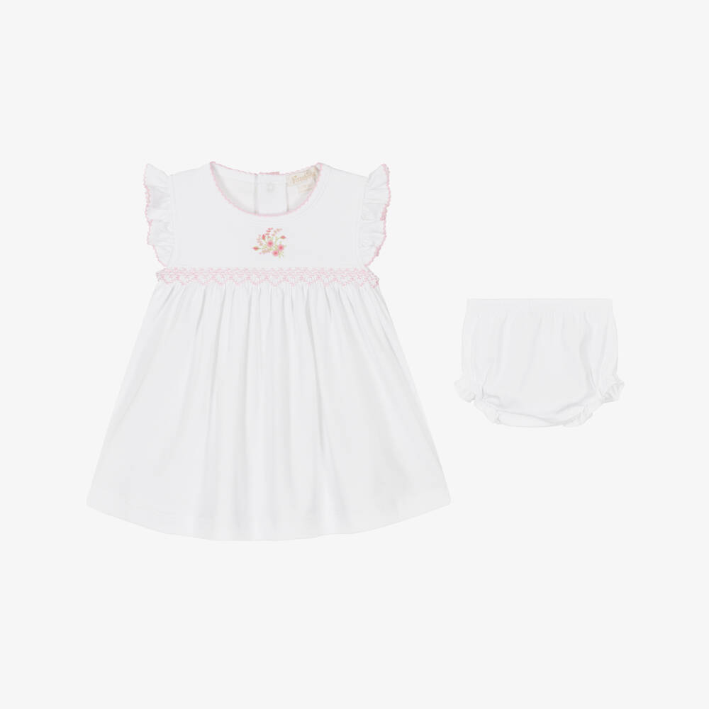 Kissy Kissy-Girls White Pima Cotton Victorian Roses Dress | Childrensalon Outlet
