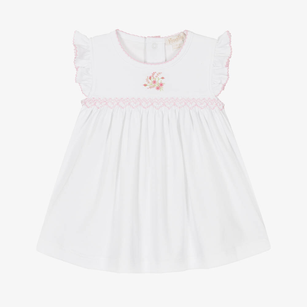 Kissy Kissy-Girls White Pima Cotton Victorian Roses Dress | Childrensalon Outlet
