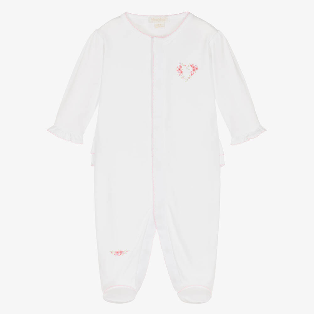 Kissy Kissy - Girls White Pima Hearts Abloom Babygrow | Childrensalon