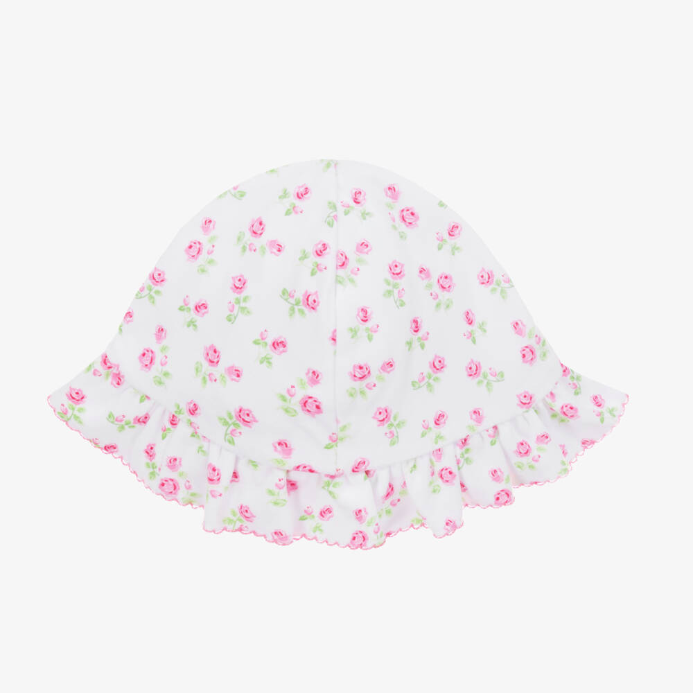 Kissy Kissy-Girls White Pima Rosy Blooms Hat | Childrensalon Outlet