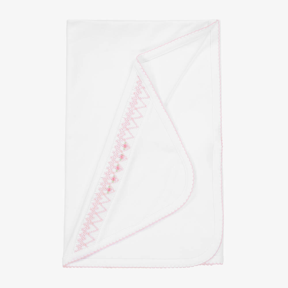 Kissy Kissy-Girls White Pima Summer Bishop Blanket (73cm) | Childrensalon Outlet