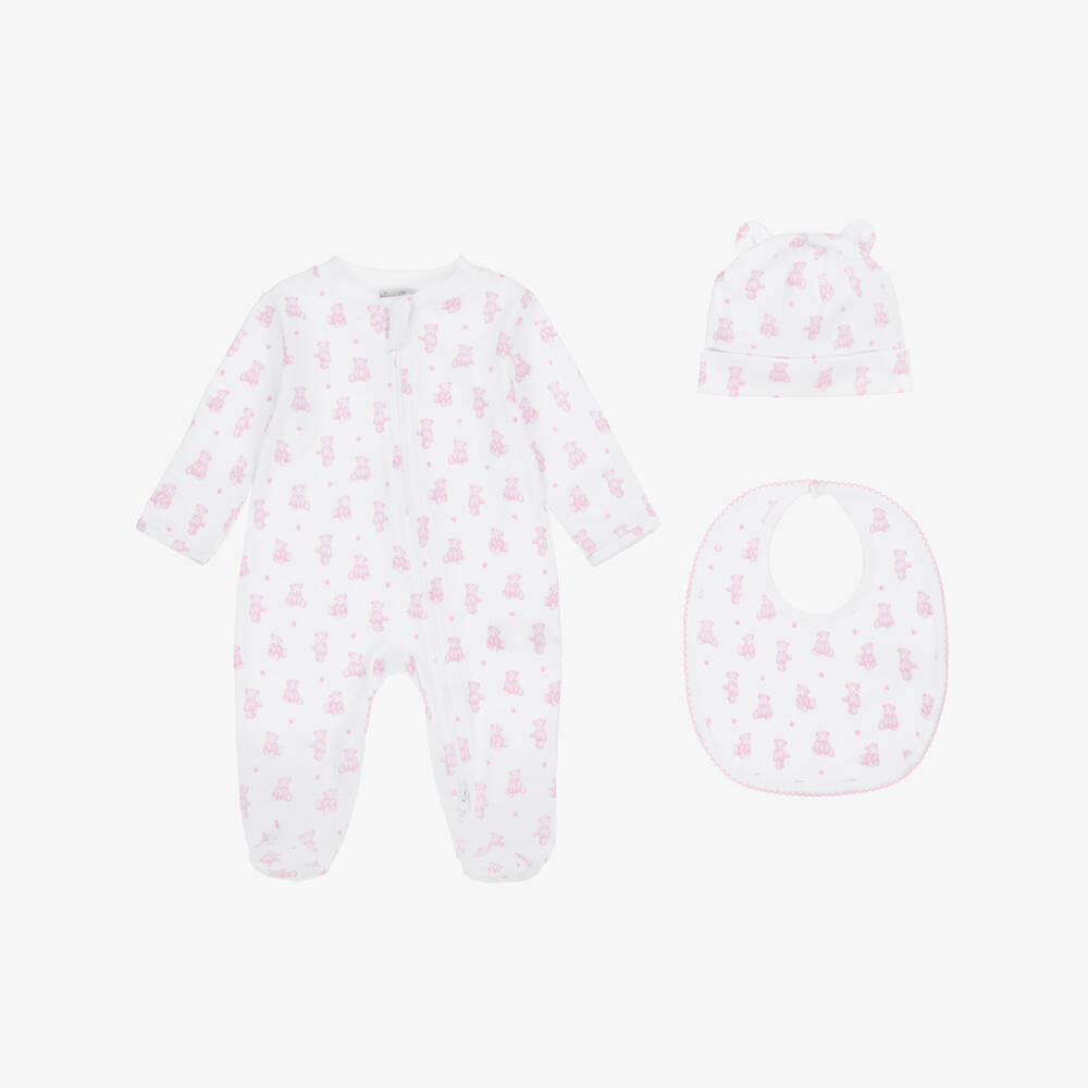 Kissy Kissy-Girls White & Pink Bear Babysuit Set | Childrensalon Outlet