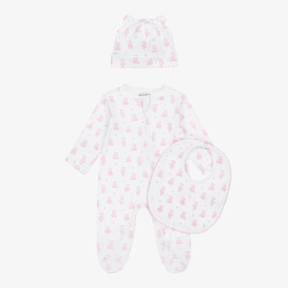 Kissy Kissy-Girls White & Pink Bear Babysuit Set | Childrensalon Outlet
