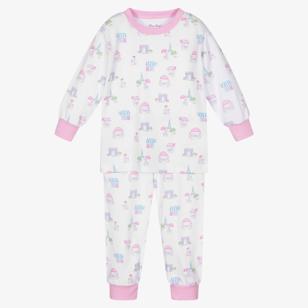 Kissy Kissy - Pyjama Paris blanc et rose Fille | Childrensalon