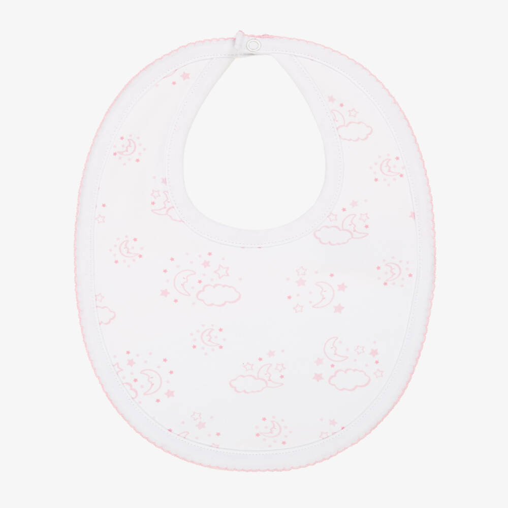 Kissy Kissy-Girls White & Pink Pima Cotton Cheerful Good Night Bib | Childrensalon Outlet