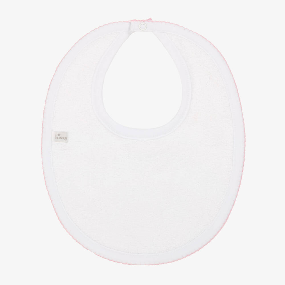 Kissy Kissy-Girls White & Pink Pima Cotton Cheerful Good Night Bib | Childrensalon Outlet