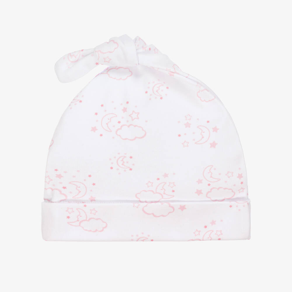 Kissy Kissy-Girls White & Pink Pima Cotton Cheerful Good Night Hat | Childrensalon Outlet