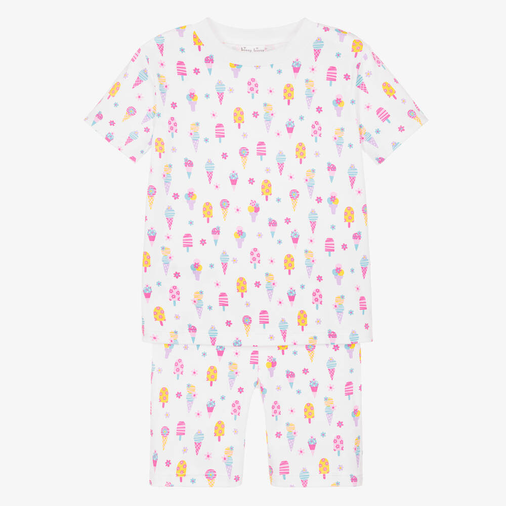 Kissy Kissy-Girls White & Pink Pima Cotton Popsicle Fun Pyjamas | Childrensalon Outlet