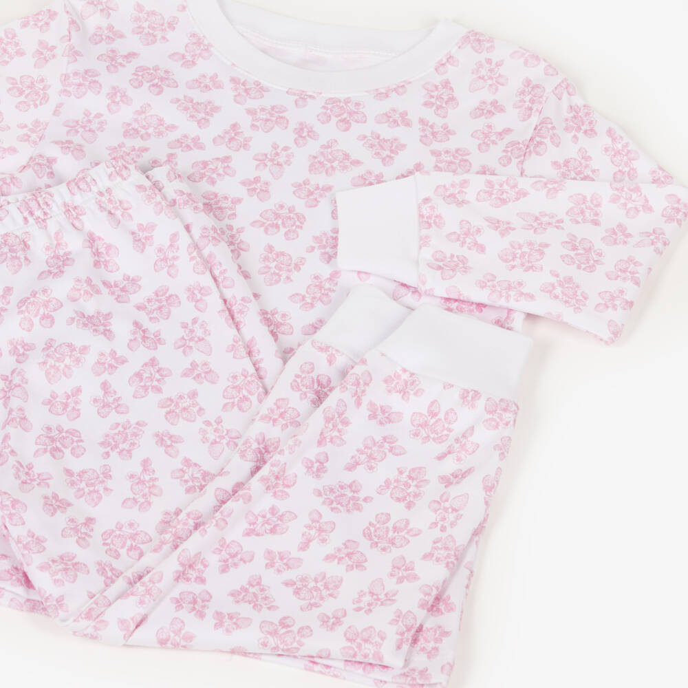 Kissy Kissy-Girls White & Pink Simply Strawberries Print Pima Cotton Pyjamas | Childrensalon Outlet