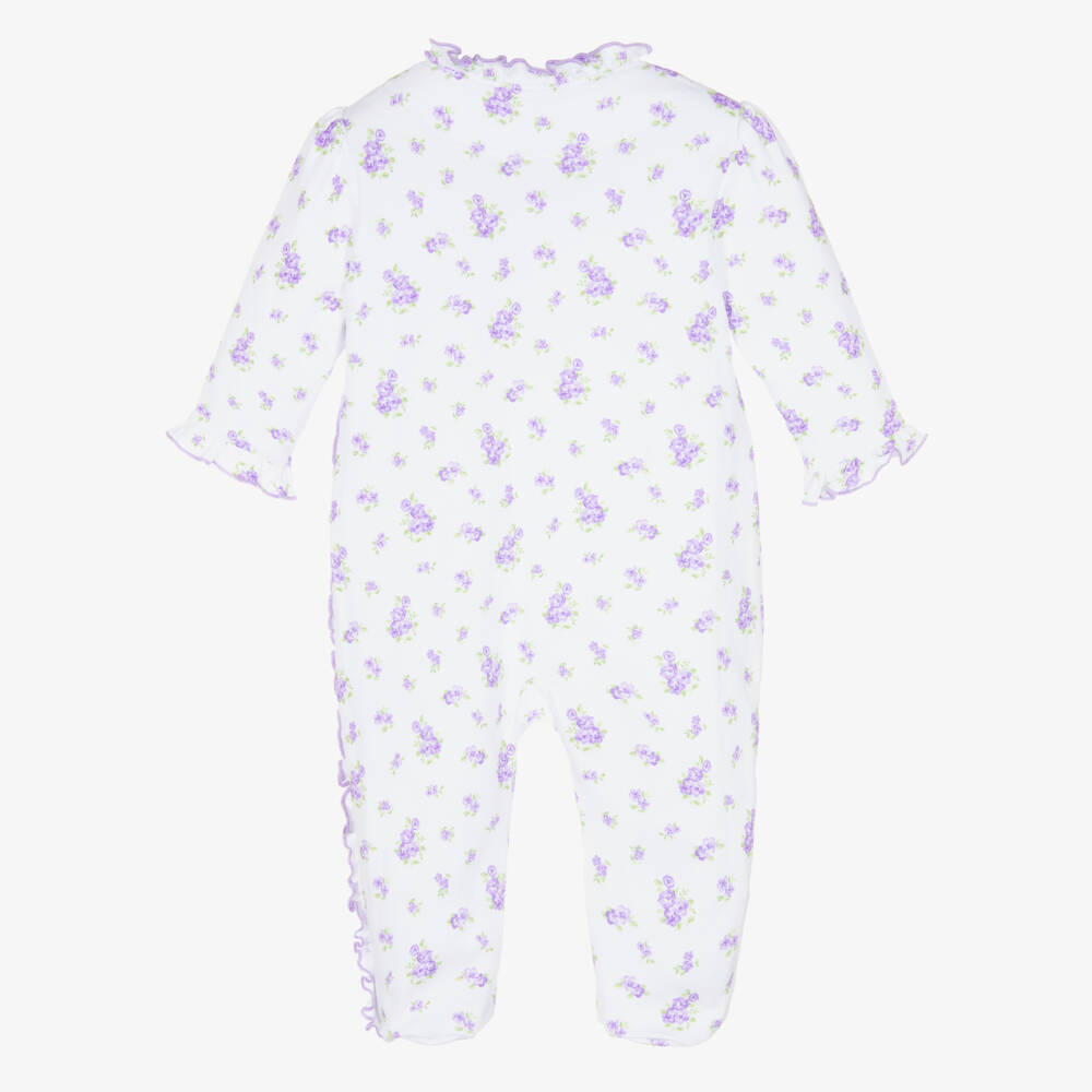 Kissy Kissy-Girls White & Purple Roses and Blooms Pima Cotton Babygrow | Childrensalon Outlet