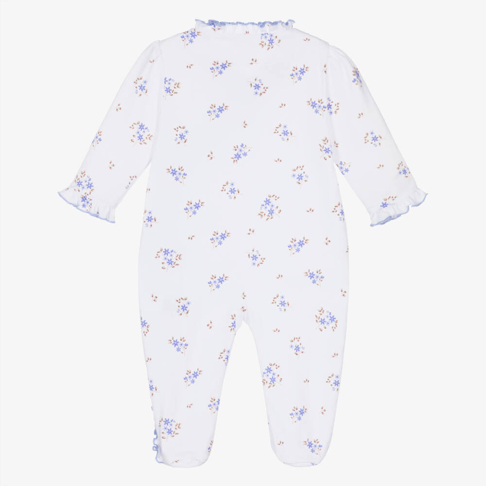 Kissy Kissy-Girls White & Purple Tiny Blossoms Pima Cotton Babygrow | Childrensalon Outlet