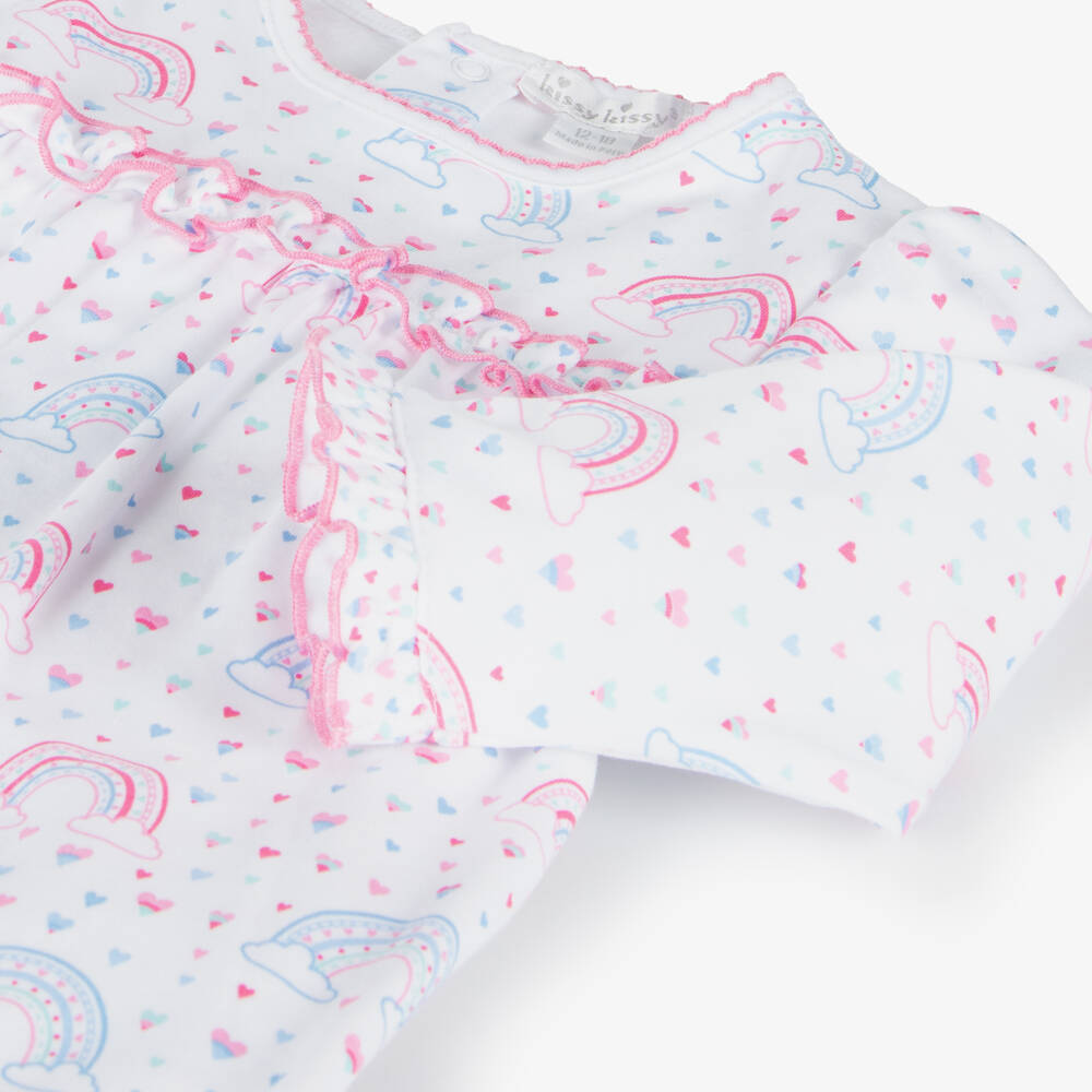 Kissy Kissy-Girls White Rainbow Pima Babygrow | Childrensalon Outlet