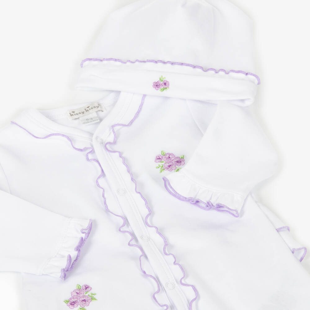 Kissy Kissy-Girls White Roses and Blooms Pima Cotton Babysuit Set | Childrensalon Outlet