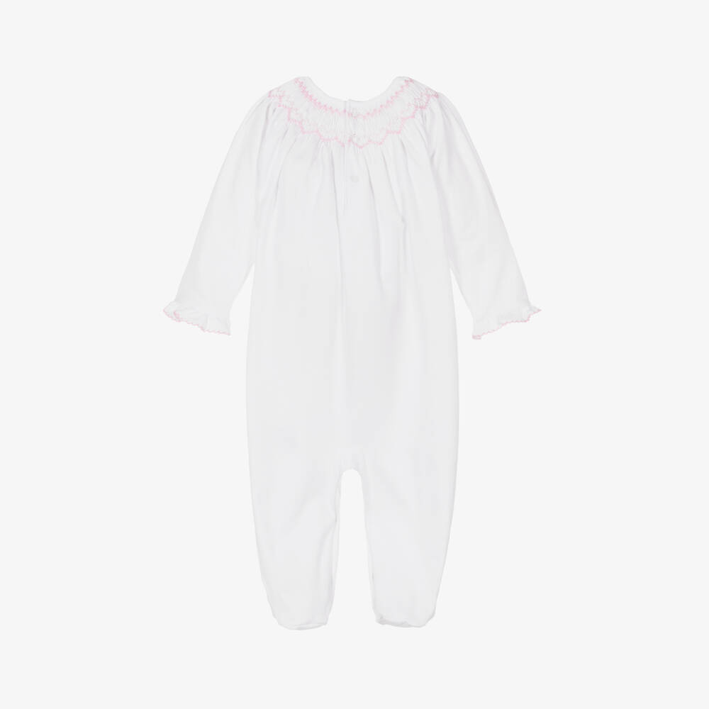 Kissy Kissy-Girls White Smocked Cotton Babygrow | Childrensalon Outlet