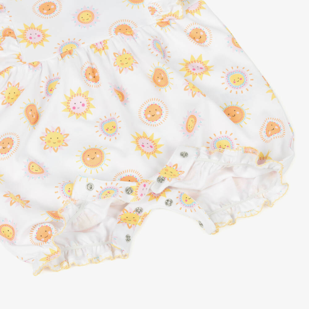 Kissy Kissy-Girls White Sunshine Cotton Romper | Childrensalon Outlet