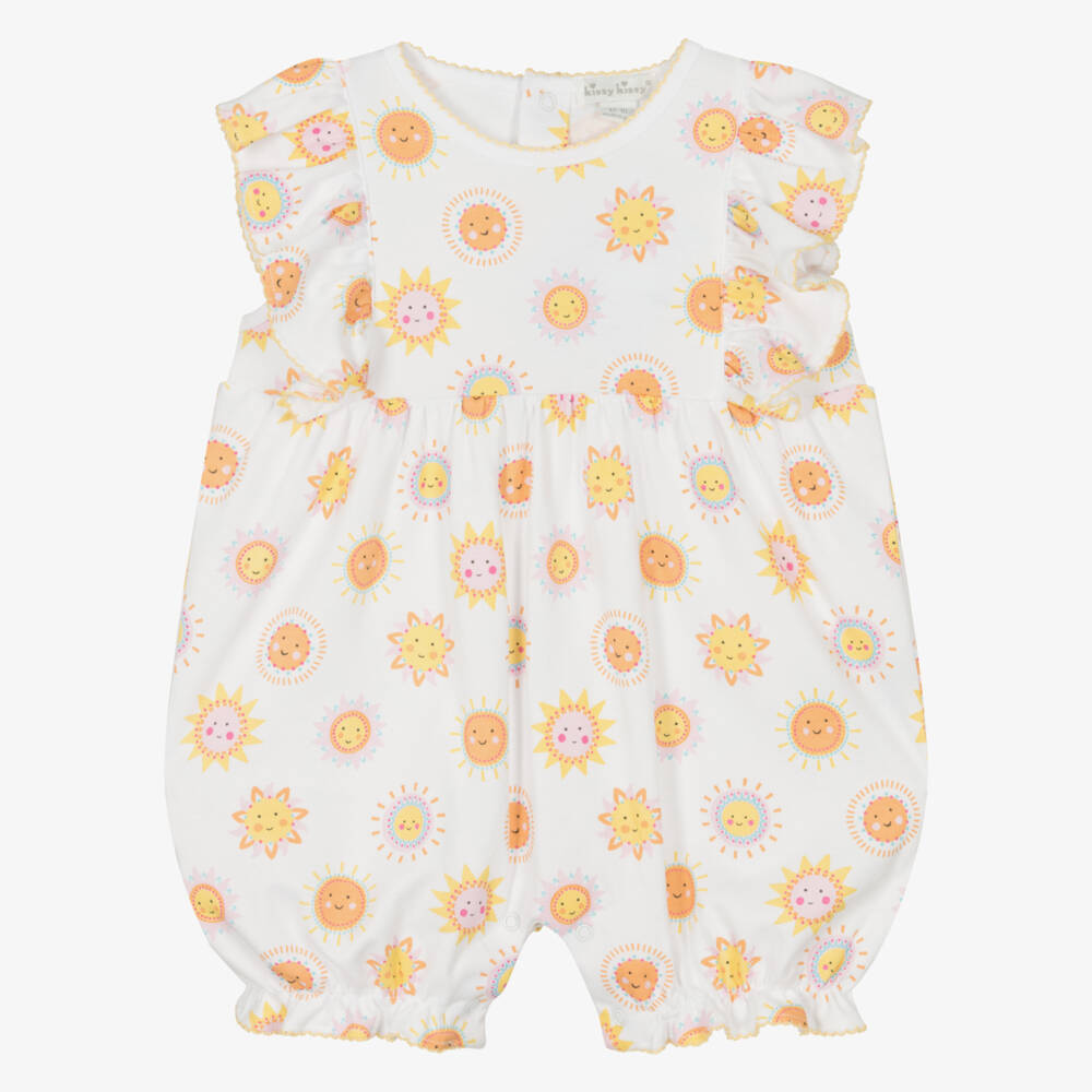 Kissy Kissy-Girls White Sunshine Cotton Romper | Childrensalon Outlet