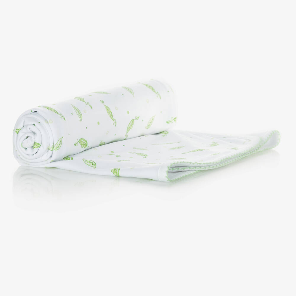 Kissy Kissy-Green Peas Pima Cotton Blanket (72cm) | Childrensalon Outlet