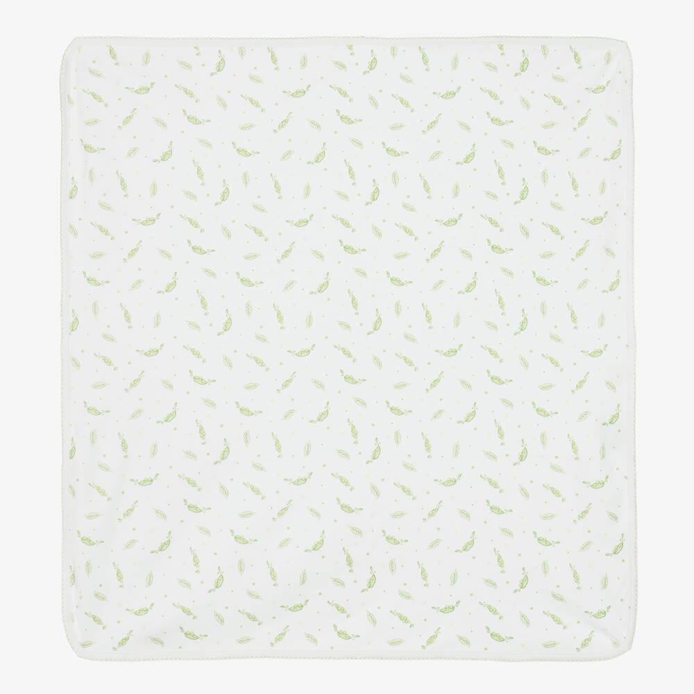 Kissy Kissy - Green Peas Pima Cotton Blanket (72cm) | Childrensalon