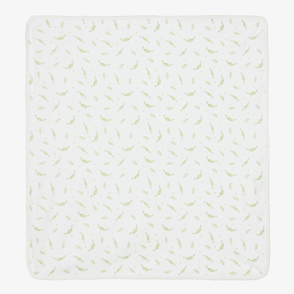 Kissy Kissy-Green Peas Pima Cotton Blanket (72cm) | Childrensalon Outlet