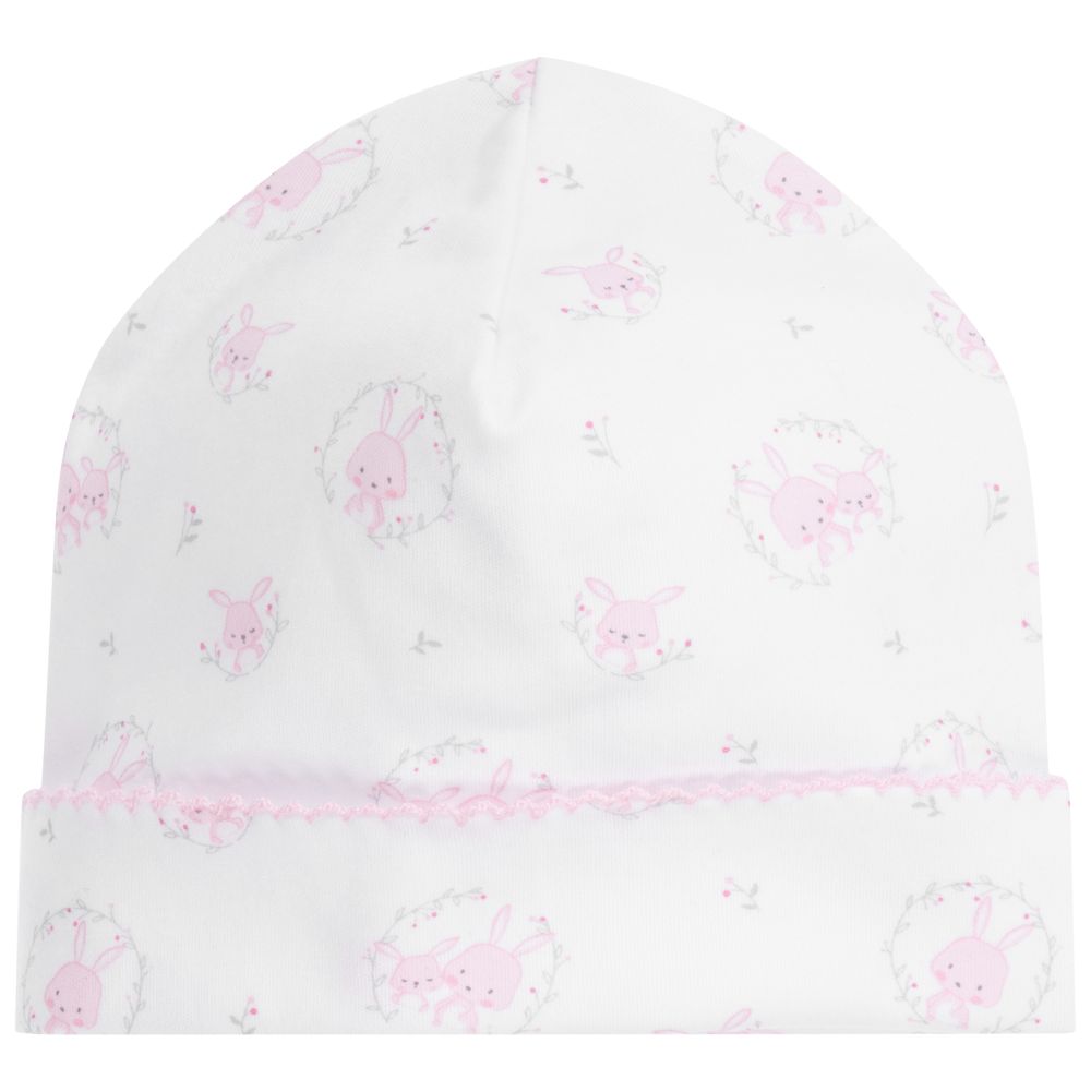 Kissy Kissy - قبعة قطن بيما لون أبيض و زهري للمولودات  | Childrensalon