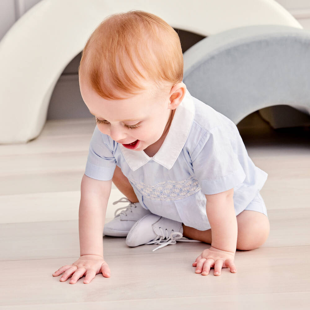 Kissy Kissy-Infant Boys Smocked Cotton Romper | Childrensalon Outlet