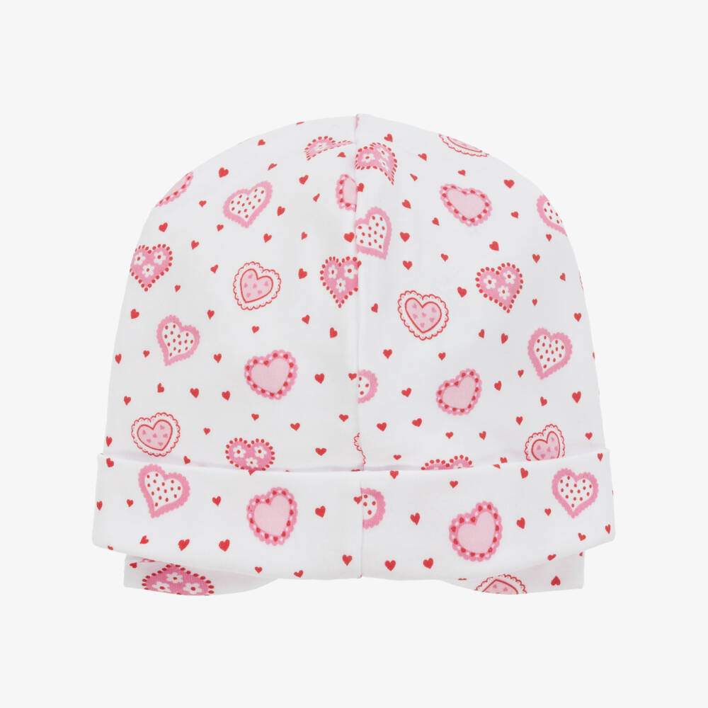 Kissy Kissy-Infant Girls White Heart Patterned Cap | Childrensalon Outlet