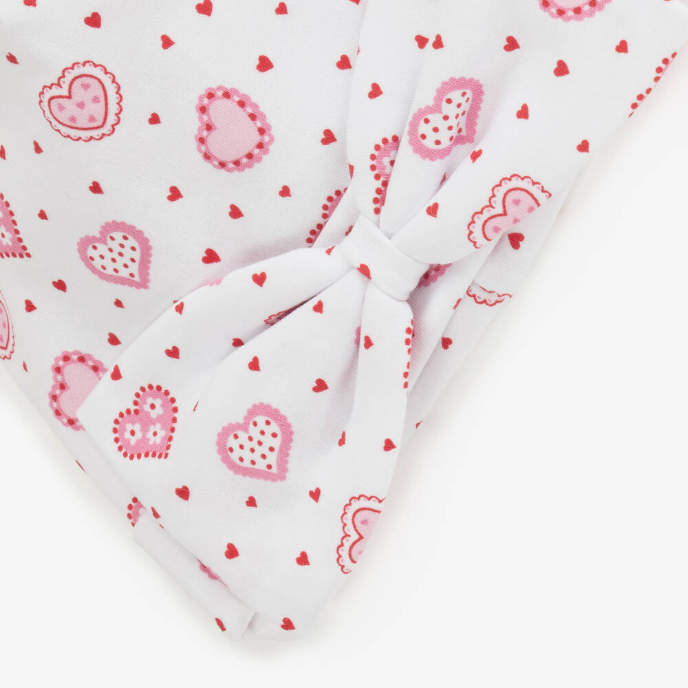 Kissy Kissy-Infant Girls White Heart Patterned Cap | Childrensalon Outlet
