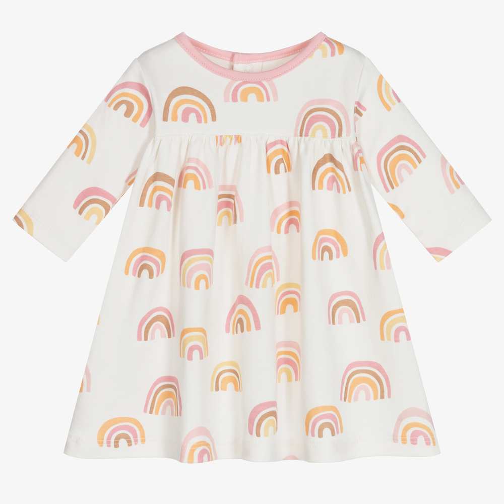 Kissy Kissy - Elfenbeinfarbenes Regenbogen-Pima-Kleid | Childrensalon