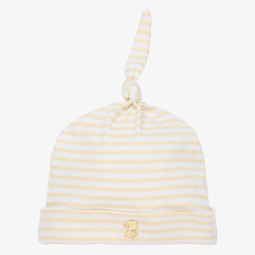 Kissy Kissy - قبعة قطن بيما لون عاجي وأصفر للأطفال | Childrensalon