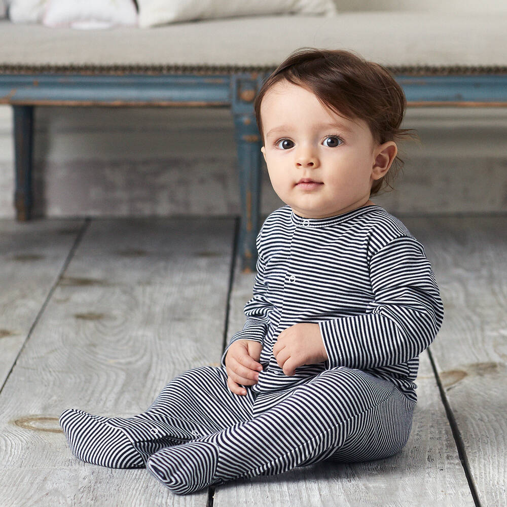 Kissy Kissy Navy Blue Pima Cotton Babygrow Childrensalon Outlet