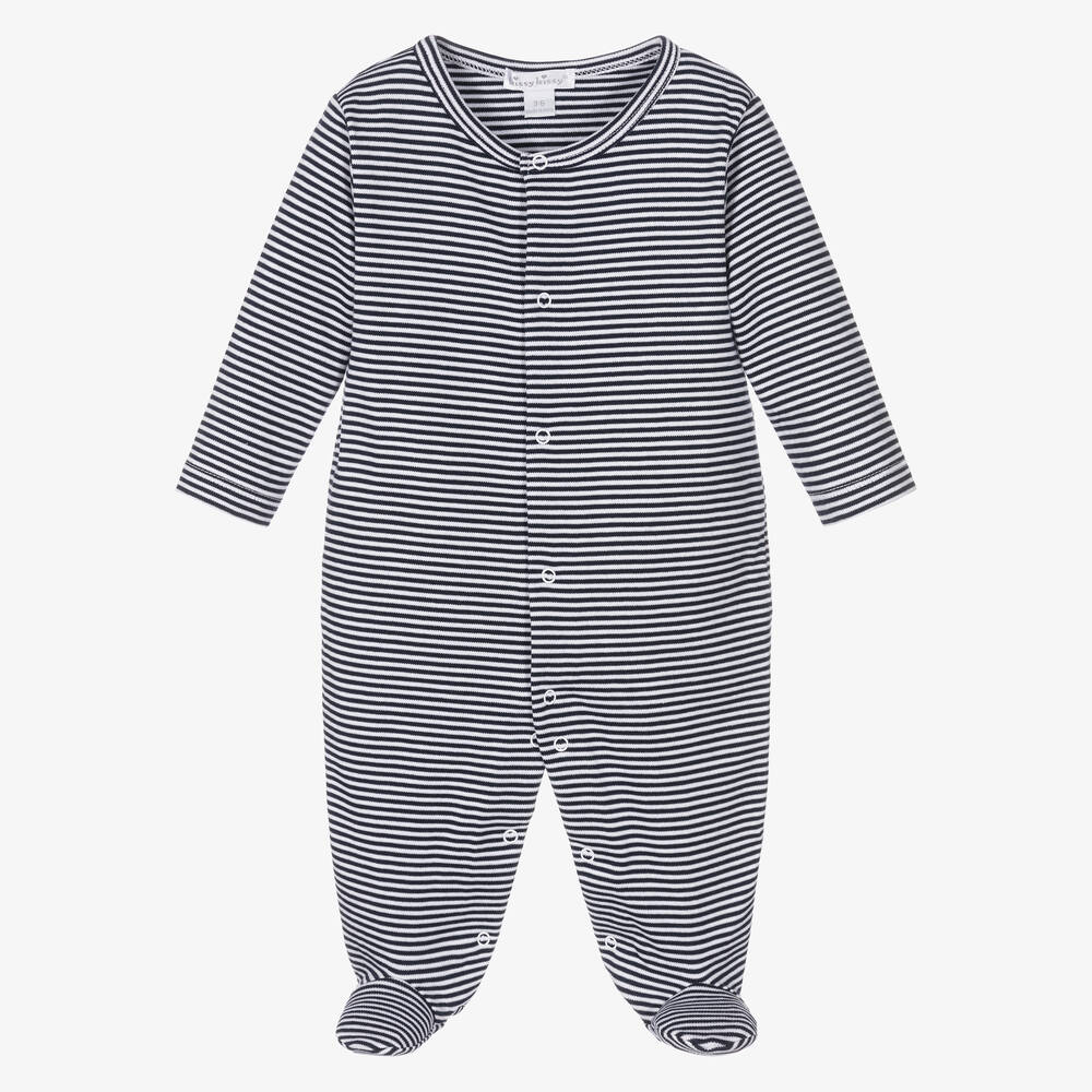 Kissy Kissy-Navy Blue Pima Cotton Babygrow | Childrensalon Outlet