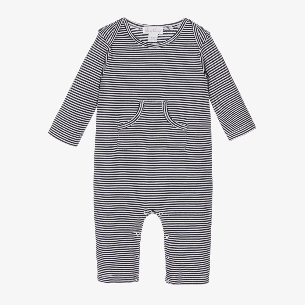 Kissy Kissy - Navy Blue Pima Cotton Romper | Childrensalon