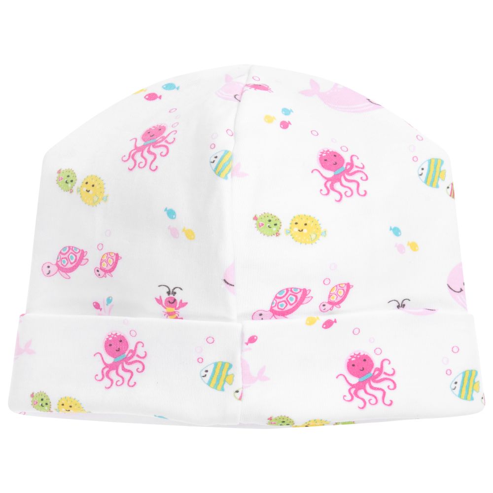Kissy Kissy-قبعة قطن بيما لون أبيض بطبعة بحرية للبنات | Childrensalon Outlet