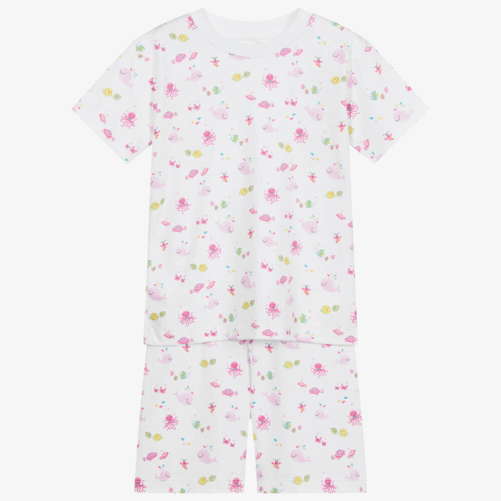 Kissy Kissy-بيجاما شورت قطن بيما لون أبيض للبنات | Childrensalon Outlet